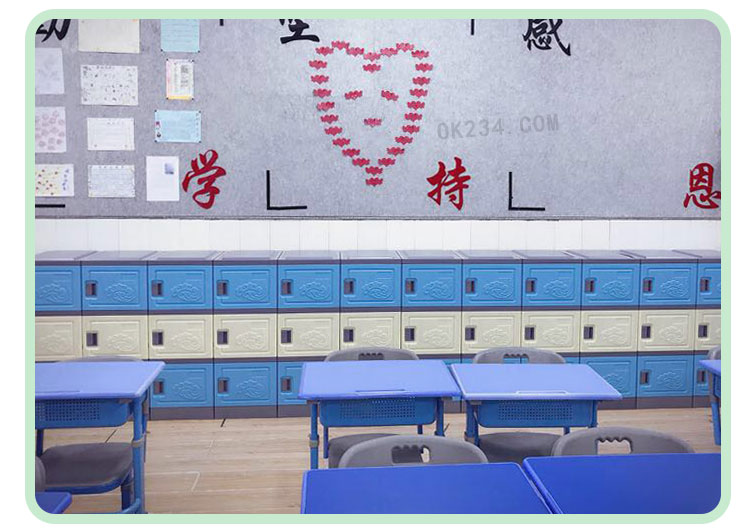 學(xué)生儲(chǔ)物柜工程案例實(shí)拍：石墨藍(lán)配玉脂白+開門拉手