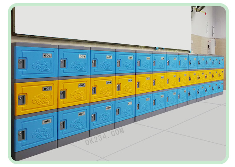 學(xué)生書包柜工程案例實(shí)拍：繽紛橙配石墨藍(lán)+機(jī)械鎖